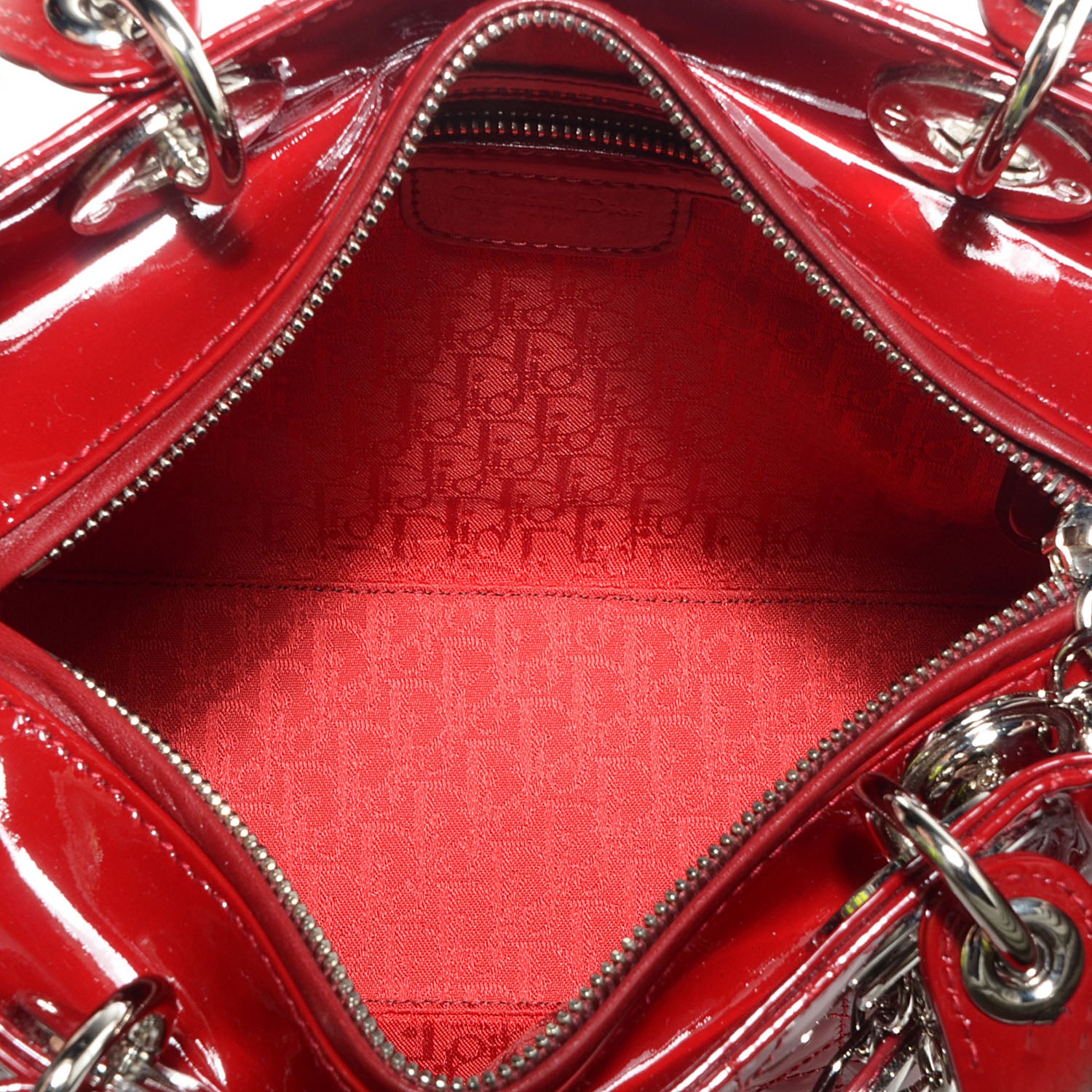 Christian Dior Patent Cannage Medium Lady Dior Red 6 of 12