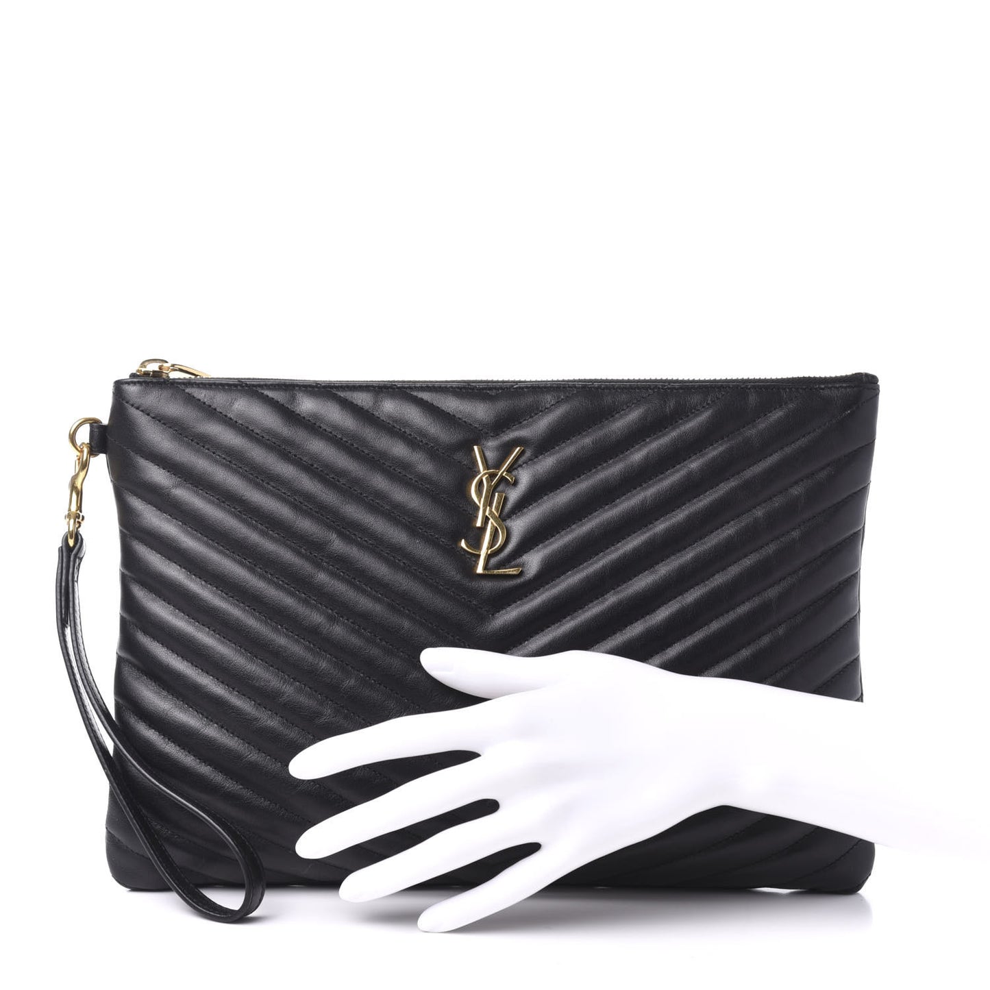 Calfskin Matelasse Monogram Cassandre Tablet Pouch Black