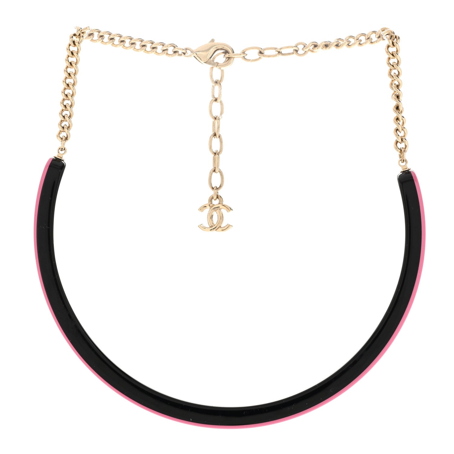 Chanel Resin Logo Choker Pink Black 3 of 6