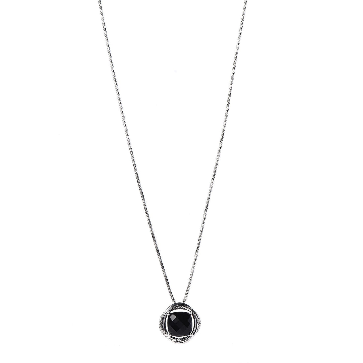 Sterling Silver Black Onyx 14mm Infinity Pendant Necklace