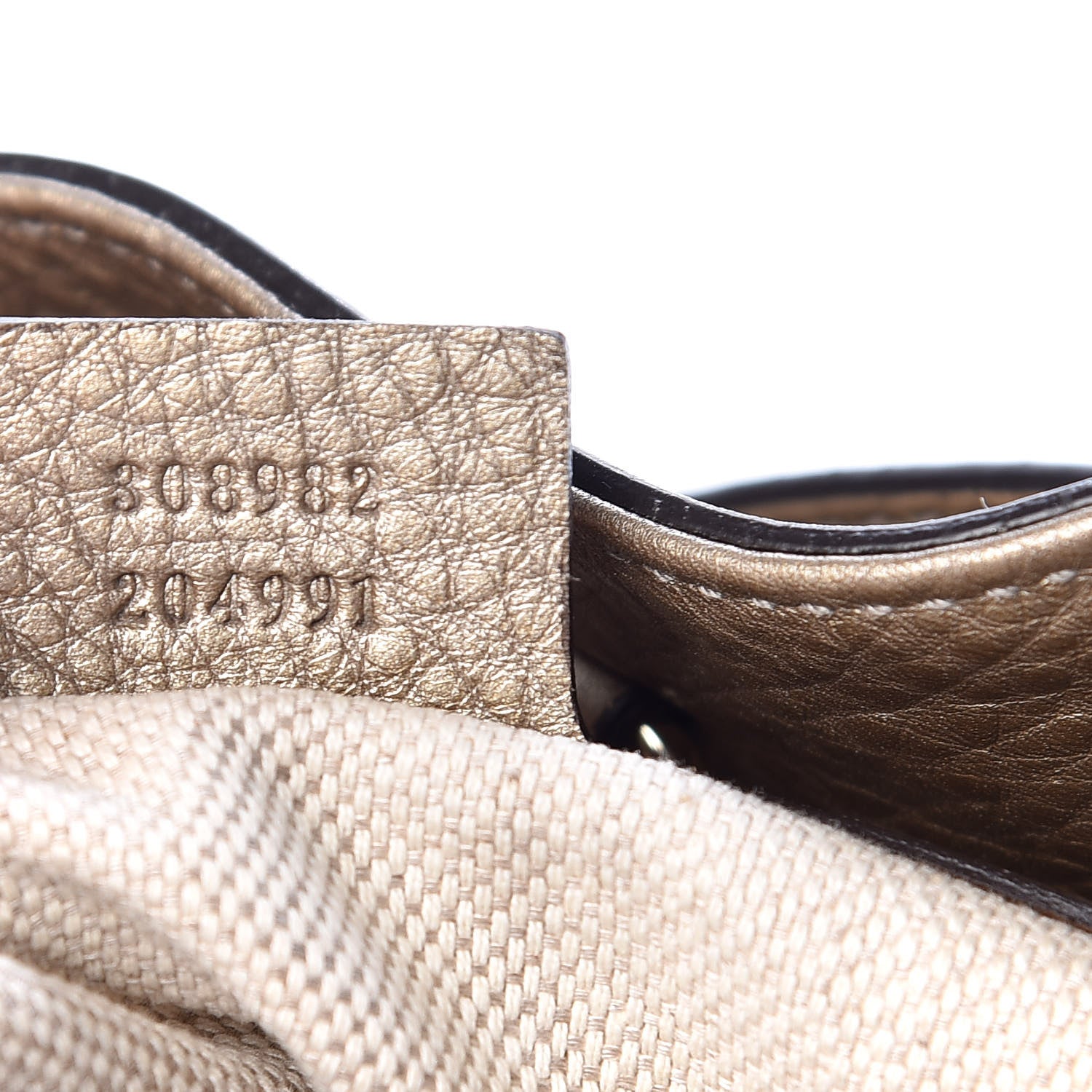 Gucci Metallic Pebbled Calfskin Medium Soho Chain Shoulder Bag Golden Beige 7 of 10