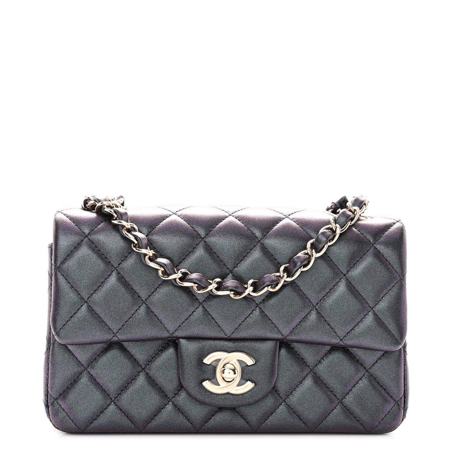 Chanel Iridescent Lambskin Quilted Mini Rectangular Flap Black 1 of 10
