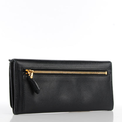 Prada Saffiano Metal Continental Flap Wallet Nero Black 3 of 9