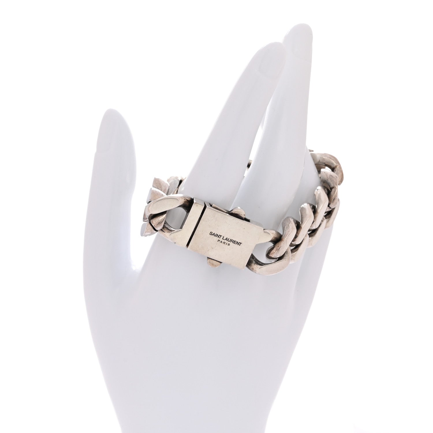 Saint Laurent Metal Curb Chain Bracelet Oxidized Silver 1783992