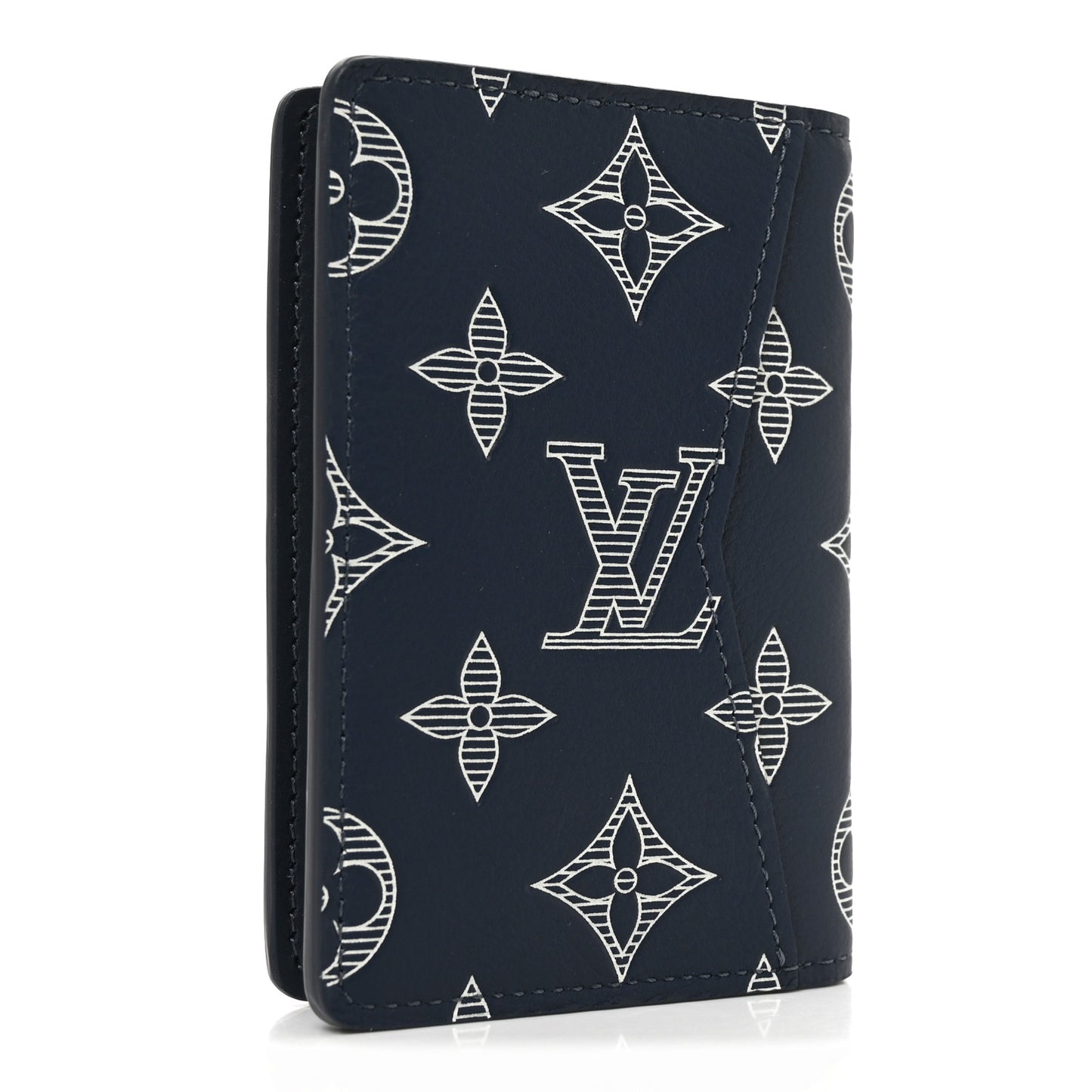 Calfskin Monogram Shadow Pocket Organizer Navy Blue White