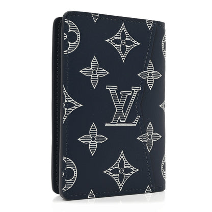 Louis Vuitton Calfskin Monogram Shadow Pocket Organizer Navy Blue White 3 of 7