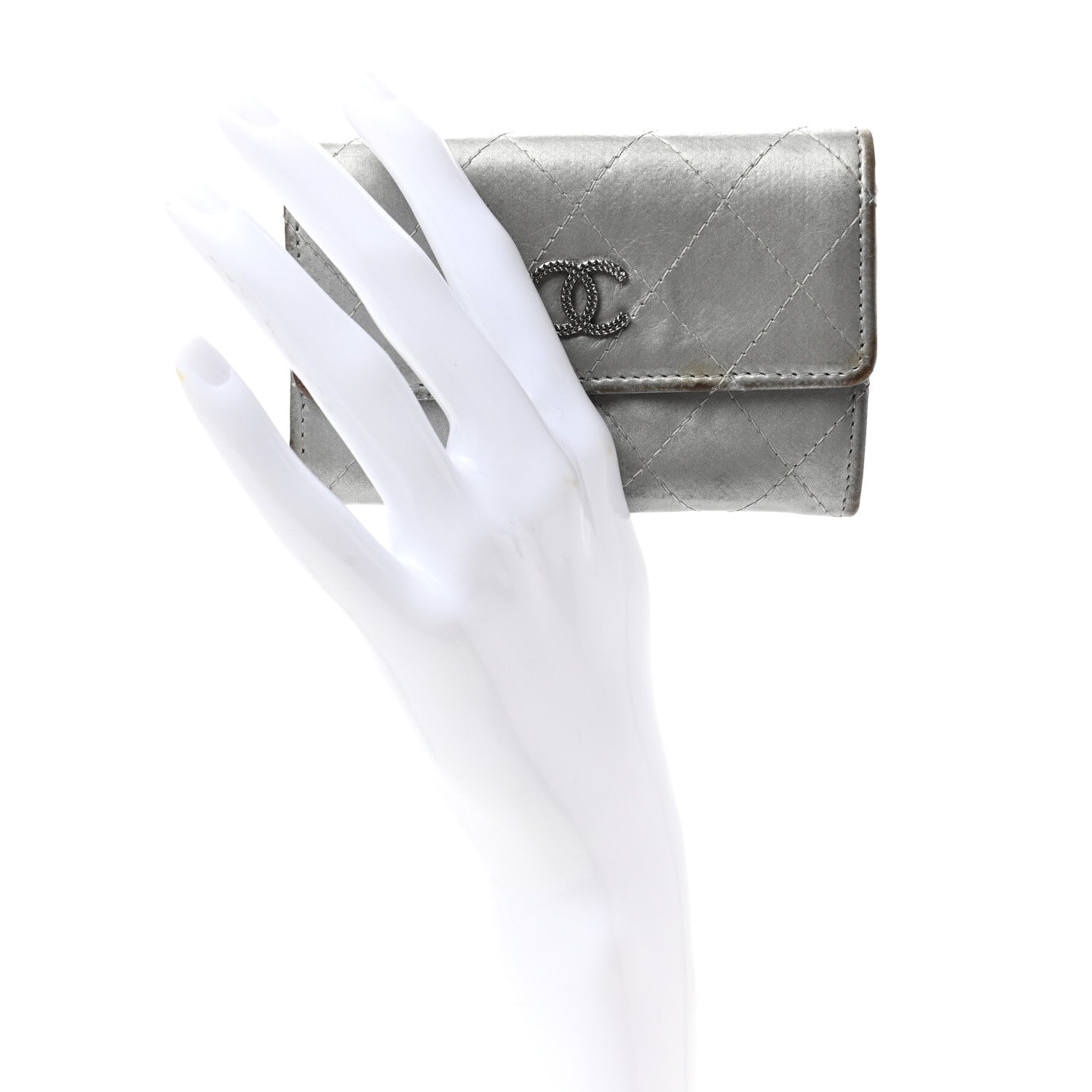 Chanel Metallic Calfskin Quilted Palette Card Holder Silver 2 of 10
