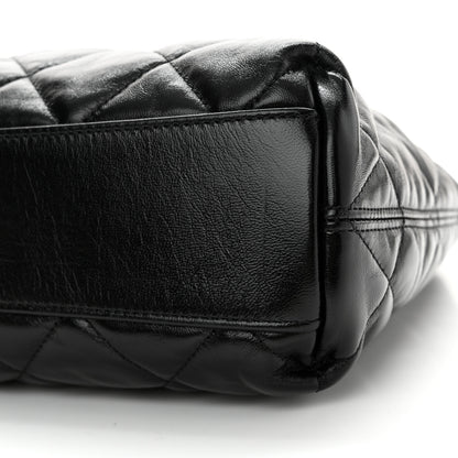 Chanel Shiny Crumpled Lambskin Quilted Medium CC Funky Town Hobo Black 10 of 10