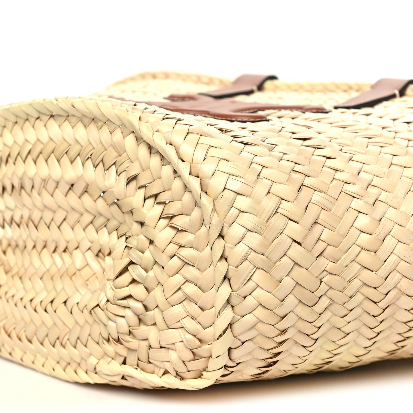 Raffia Calfskin Triomphe Teen Panier Tan