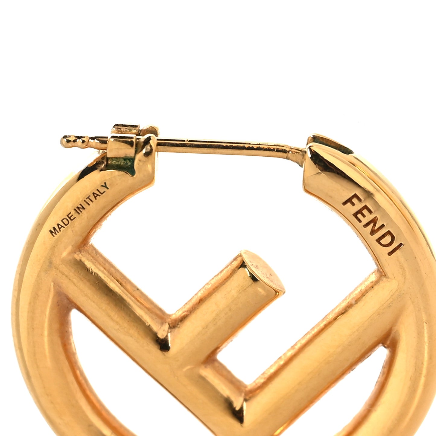 Metal FF Hoop Earrings Gold
