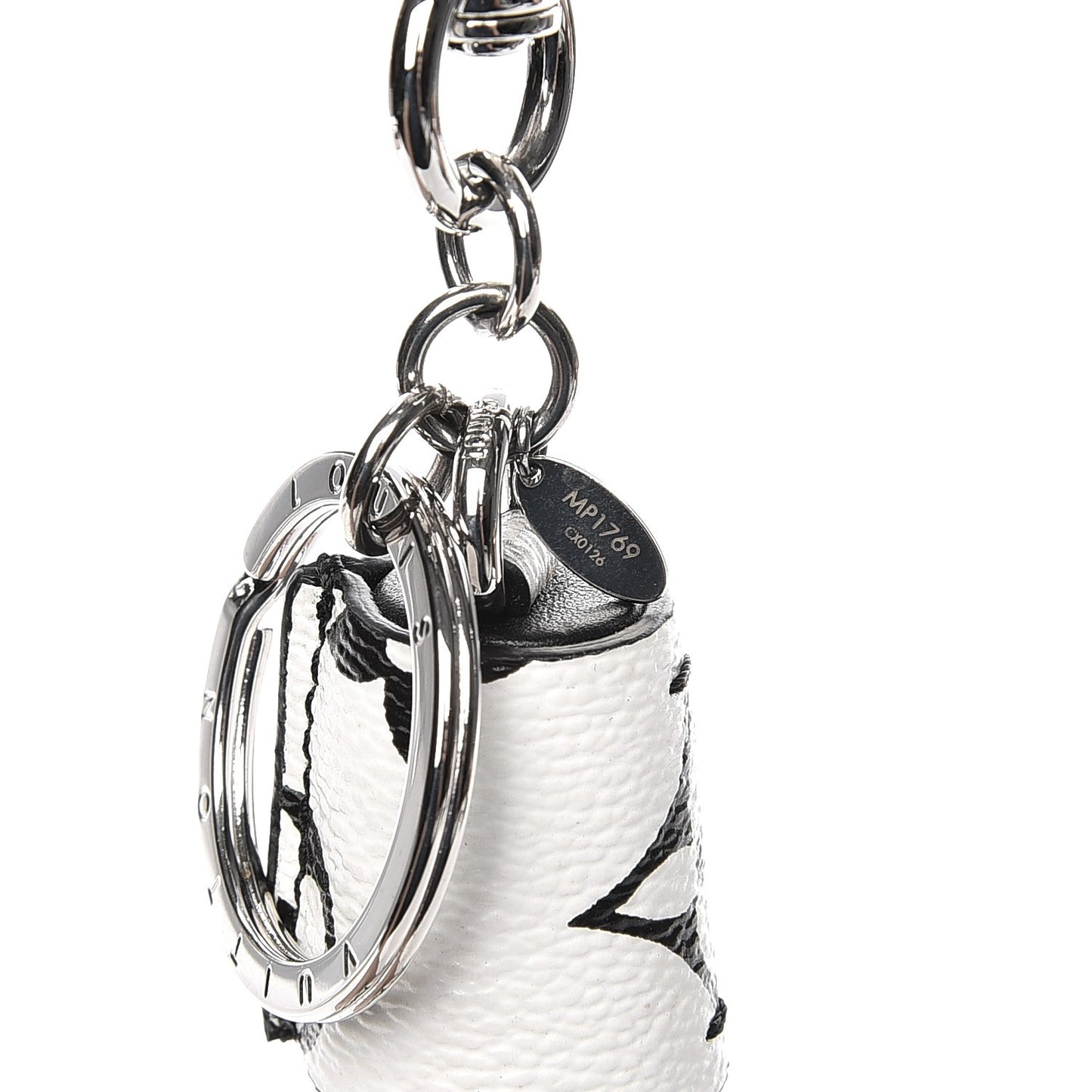 Monogram Tassel Bag Charm White