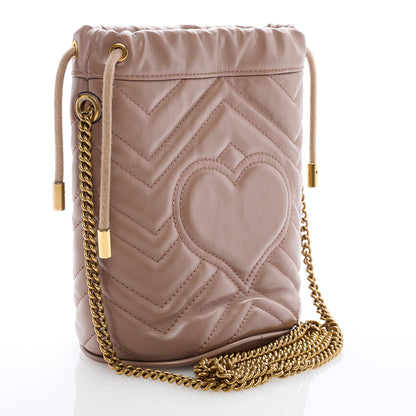 Gucci Calfskin Matelasse Mini GG Marmont 2.0 Bucket Bag Porcelain Rose 2 of 8