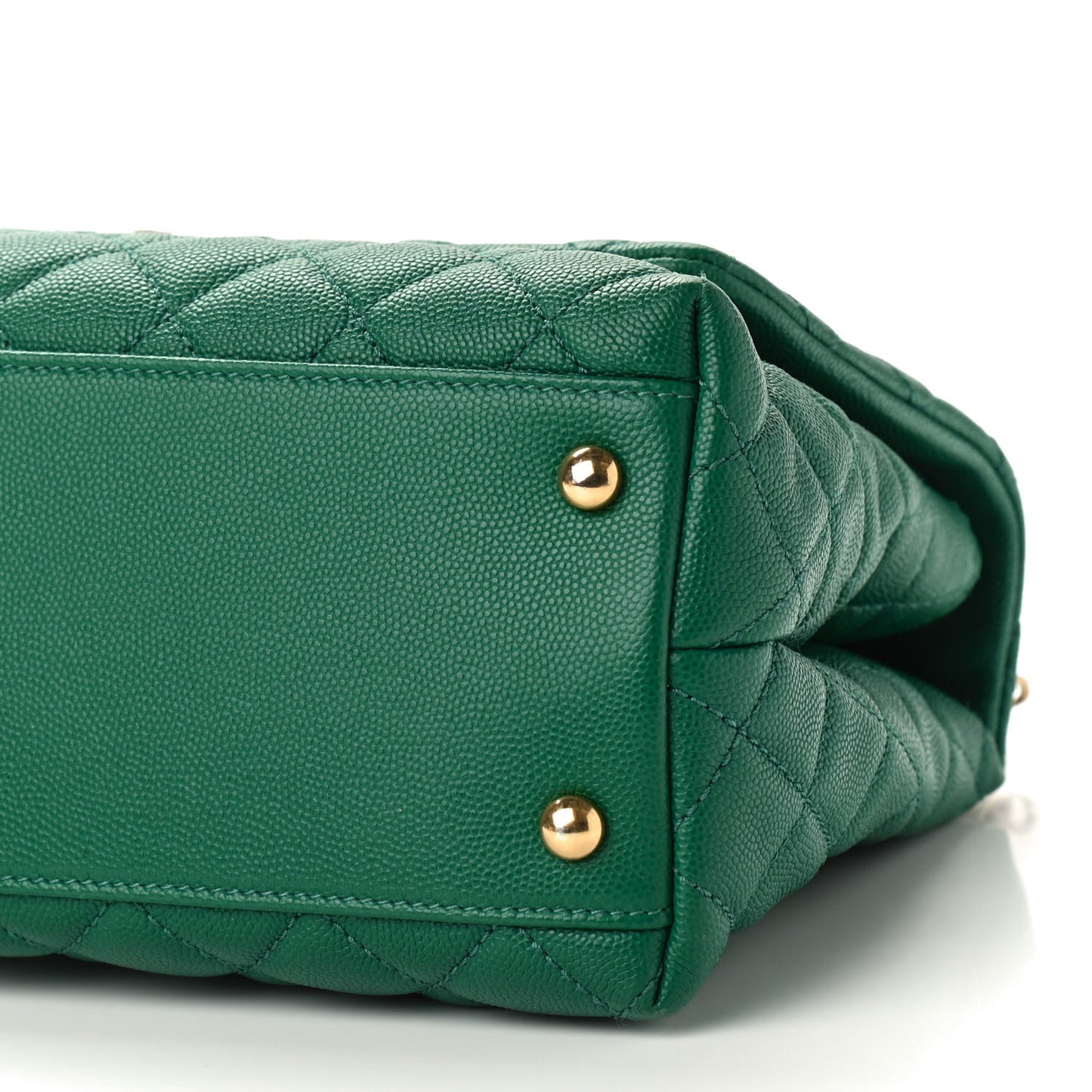 Caviar Quilted Small Coco Handle Flap Green