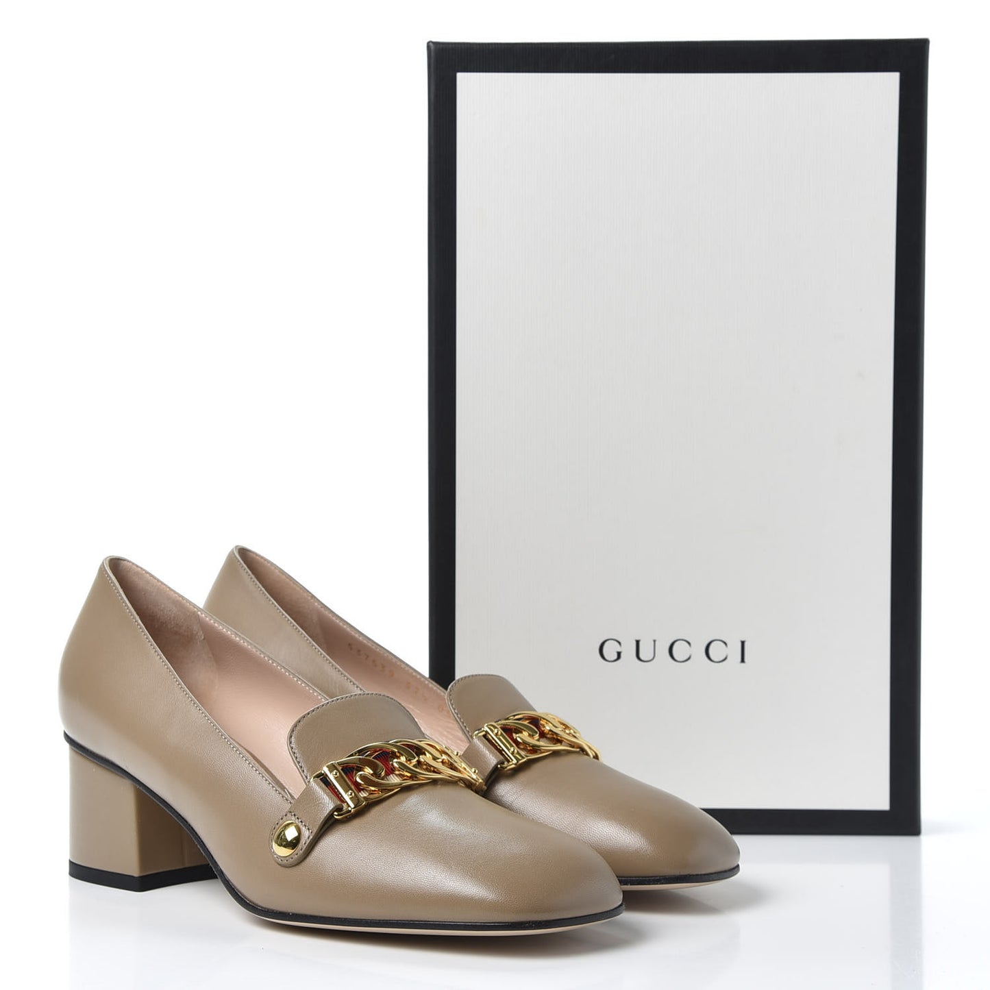 Malaga Kid Sylvie Web Chain Mid Heel Loafers 37.5 Mud