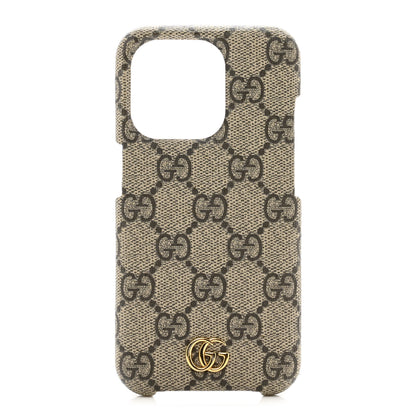 Gucci GG Supreme Monogram Ophidia iPhone 15 Pro Phone Case Beige Ebony 1 of 6