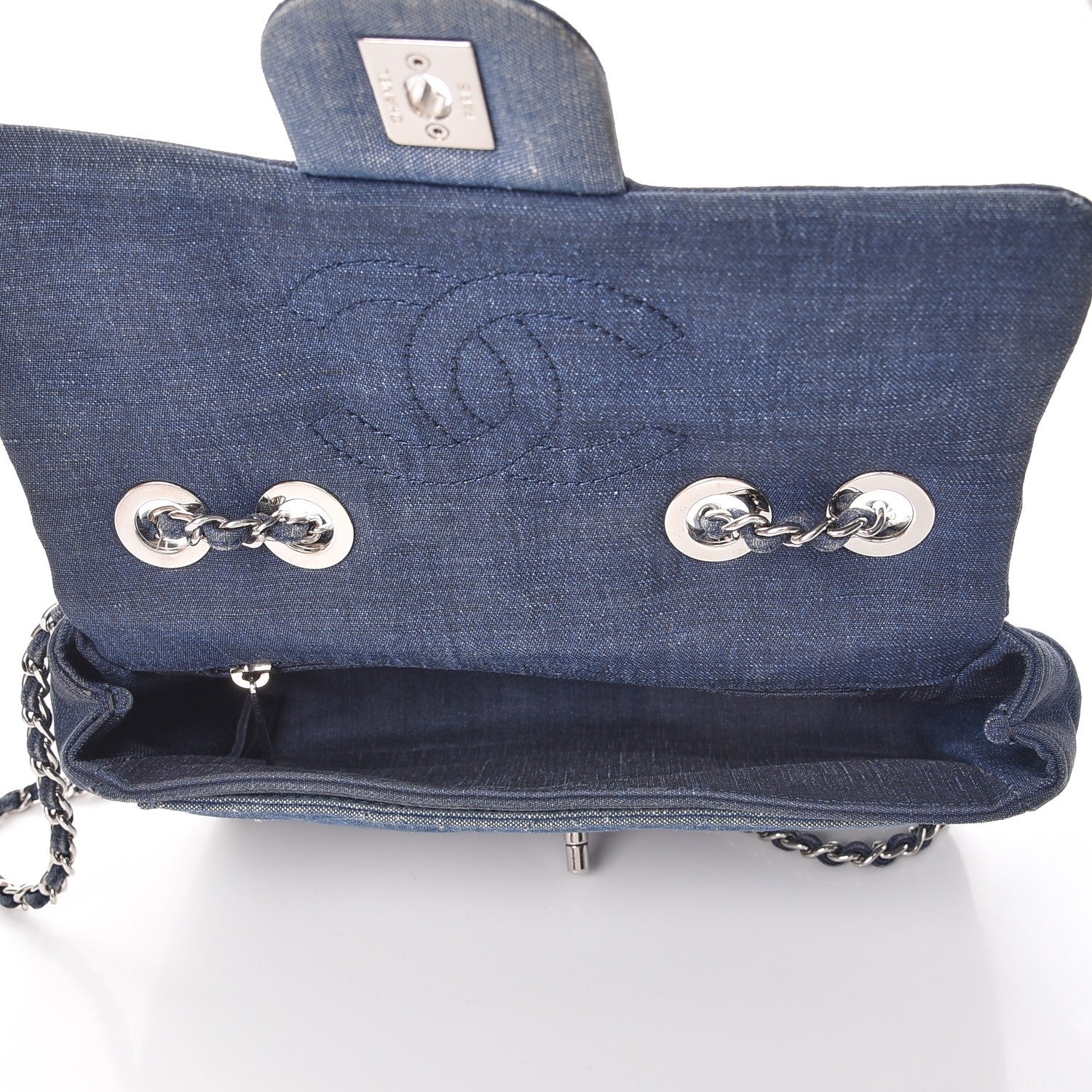 Chanel Denim Quilted Small Medallion Flap Light Blue 6 of 16