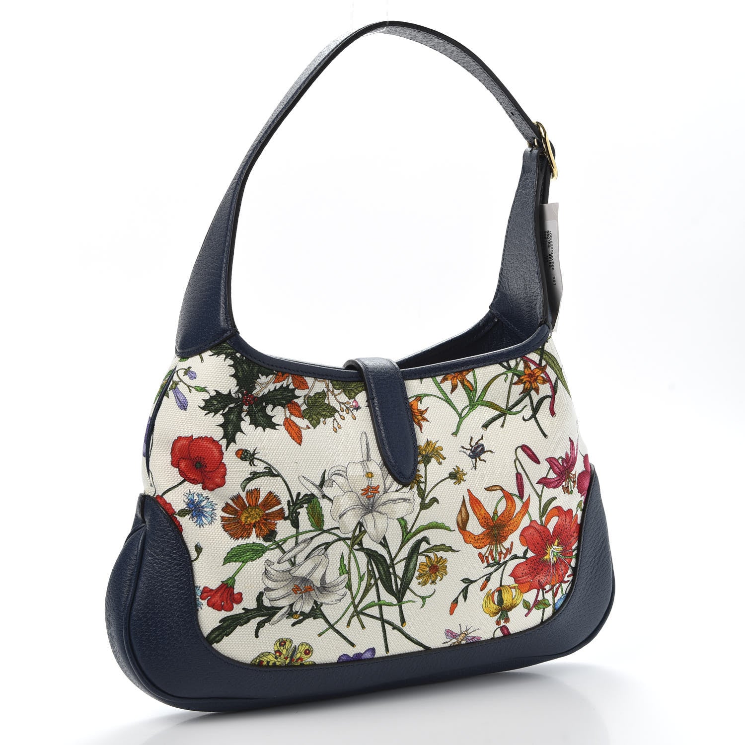 Gucci Canvas Flora Medium Jackie Hobo Blue Agata 2 of 9