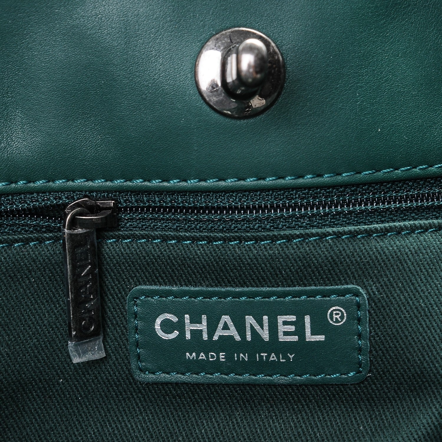 Chanel Calfskin Quilted Small Shopping In Chains Tote Green 6 of 7