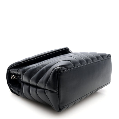 Saint Laurent Calfskin Y Quilted Monogram Small Loulou Chain Satchel Black 4 of 9