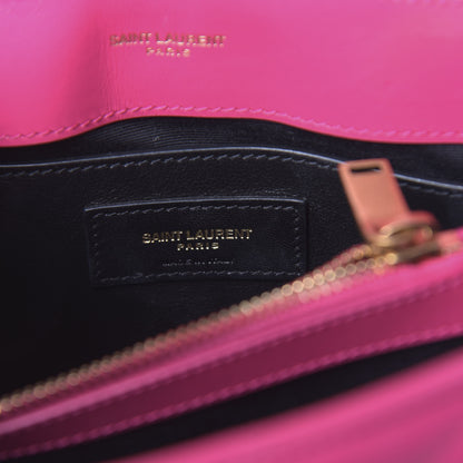 Saint Laurent Calfskin Y Quilted Monogram Small Loulou Chain Satchel Fresh Fuchsia 6 of 10