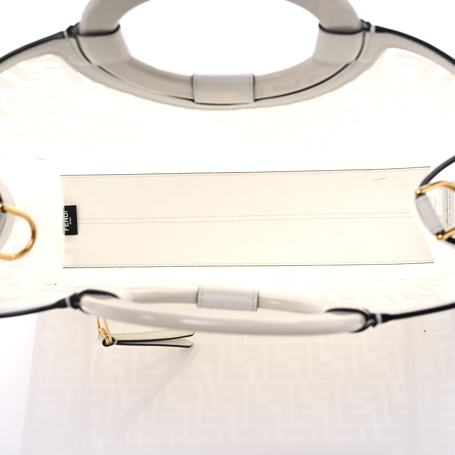 Fendi TPU FF Vitello Century Plexiglass Medium Runaway Shopper Tote White 4 of 7