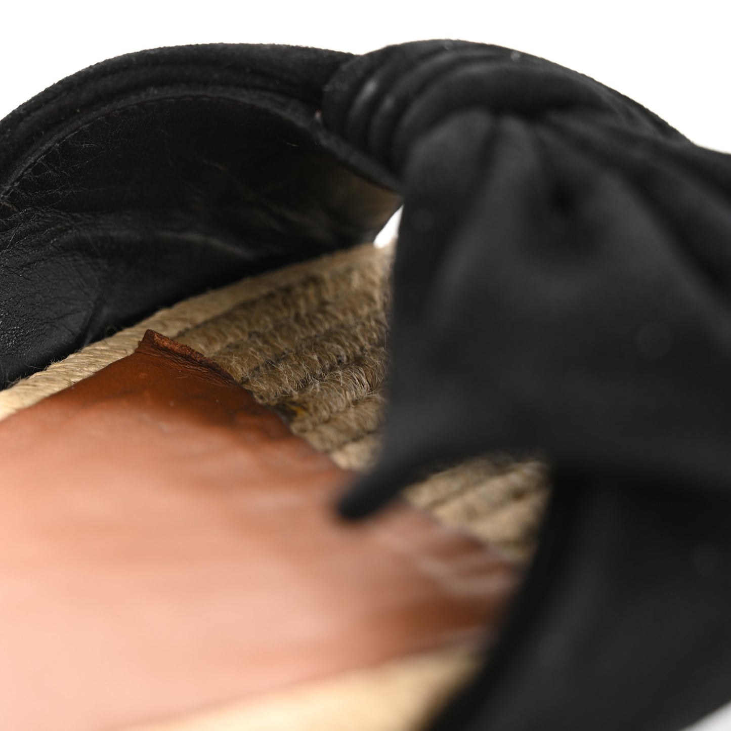 Suede Tropical Bow Espadrille Flat Slide Sandals 37.5 Black