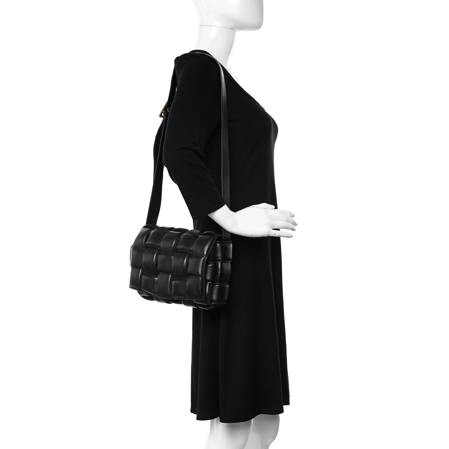 Nappa Maxi Intreccio Padded Cassette Crossbody Bag Black