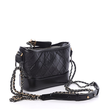 Chanel Aged Calfskin Quilted Small Gabrielle Hobo Black 2 of 9