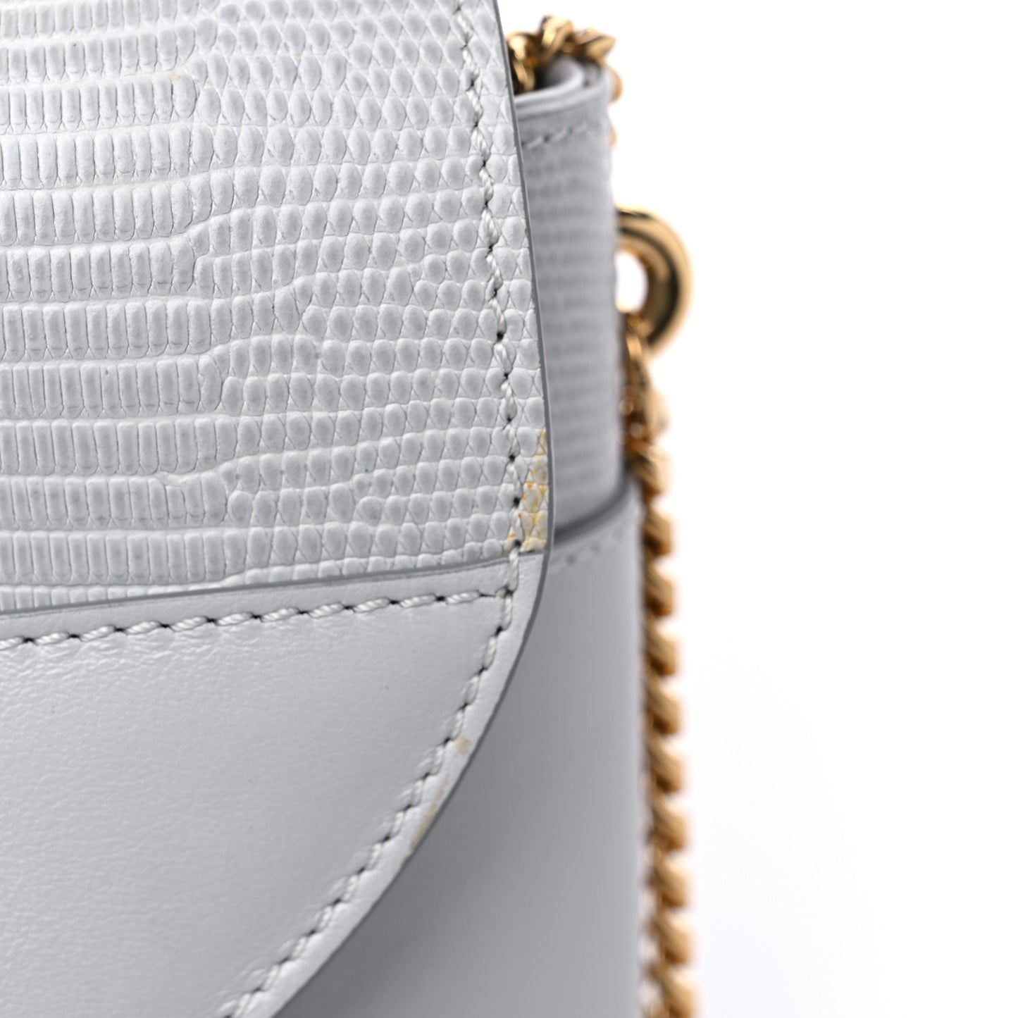 Calfskin Lizard Embossed Small Aby Lock Light Cloud