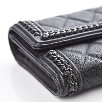 Chanel Calfskin Quilted Boy Chain Around Flap Wallet Black 10 of 11