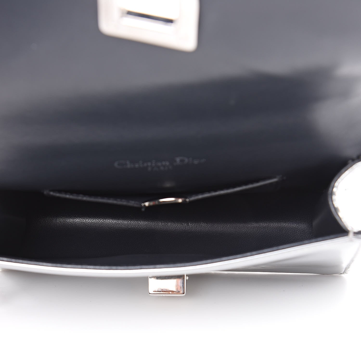 Christian Dior Metallic Patent Micro-Cannage Mini Diorama Flap Bag Silver 5 of 11