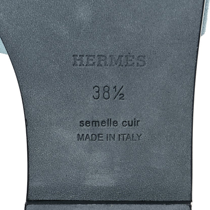 Hermes Suede Goatskin Oran Sandals 38.5 Vert D'Eau 6 of 8