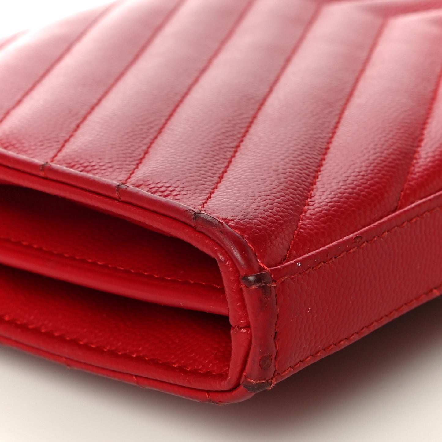 Grain De Poudre Matelasse Chevron Monogram Chain Wallet New Red