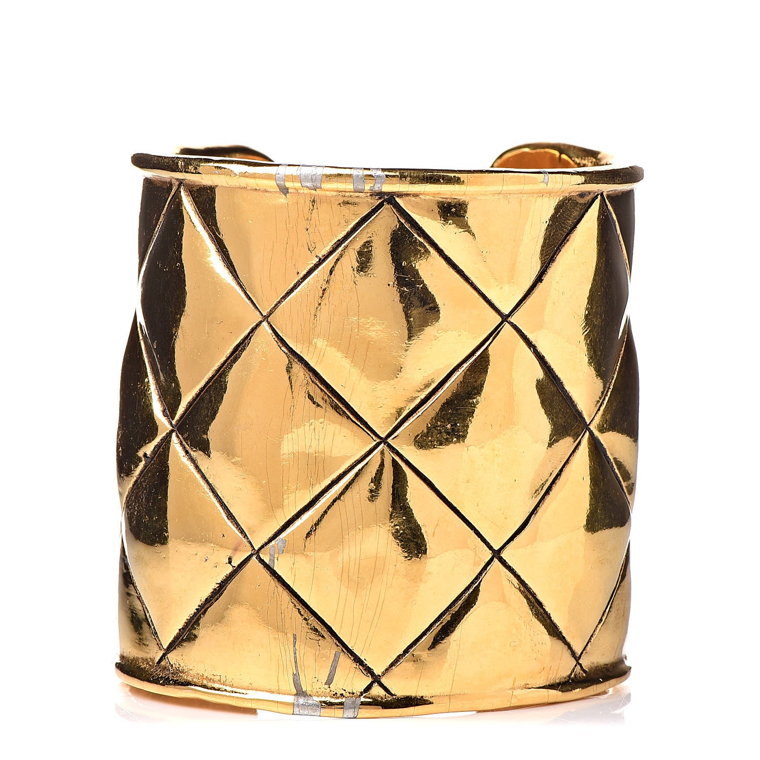 Chanel Metal Quilted Wide CC Cuff Gold 1 of 5