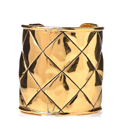 Chanel Metal Quilted Wide CC Cuff Gold 1 of 5