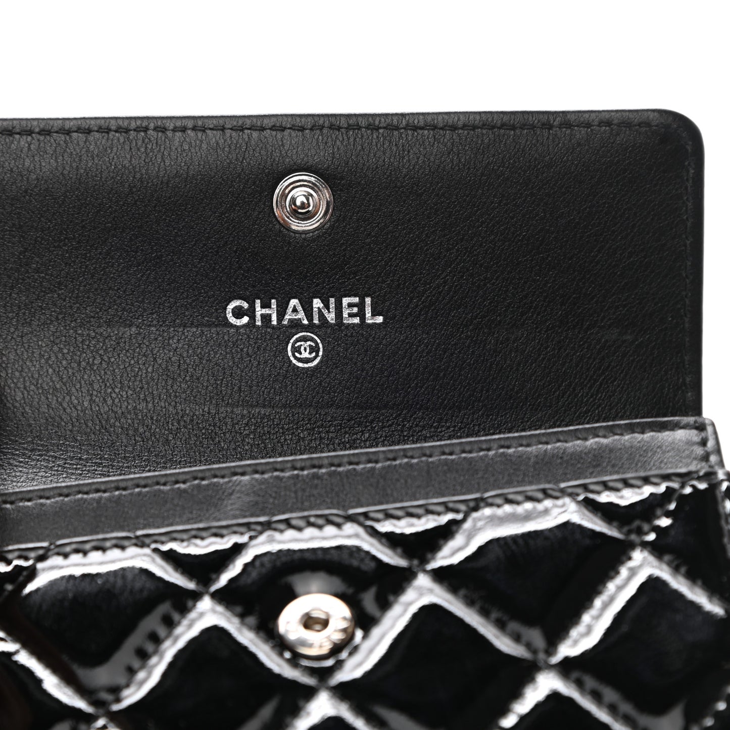 Patent Quilted Flap Card Holder So Black