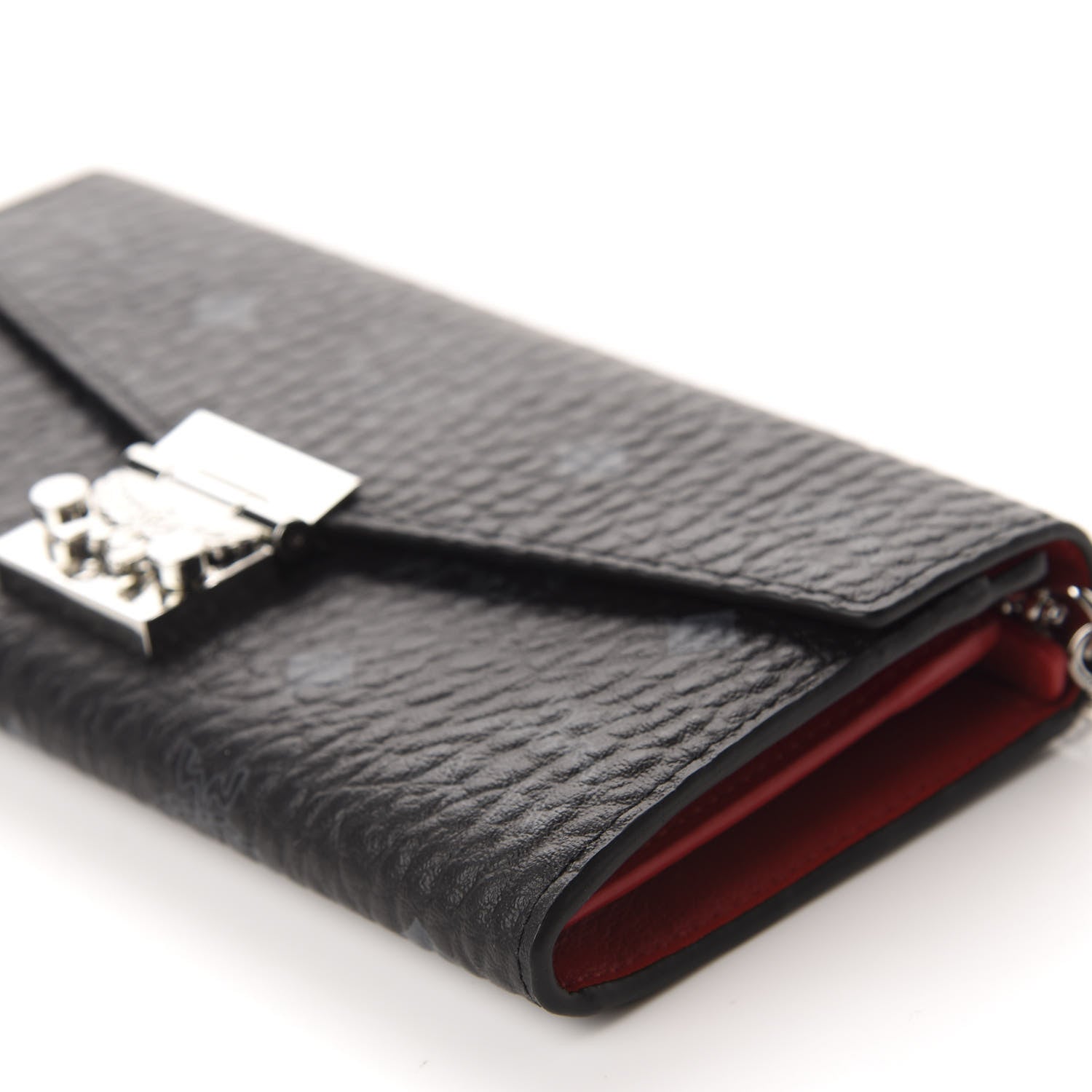 MCM Visetos Large Patricia Wallet On Chain Black Red 7 of 10