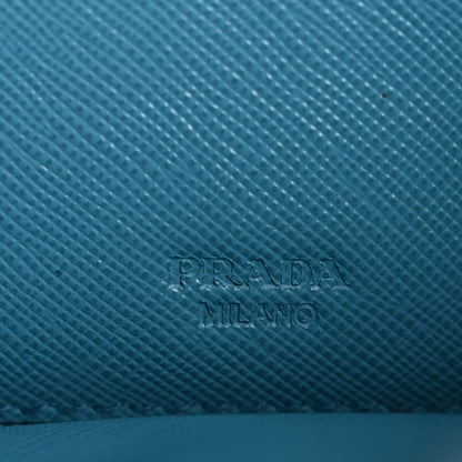Prada Saffiano Wave Flat Flap Wallet Celeste Voyage 6 of 12