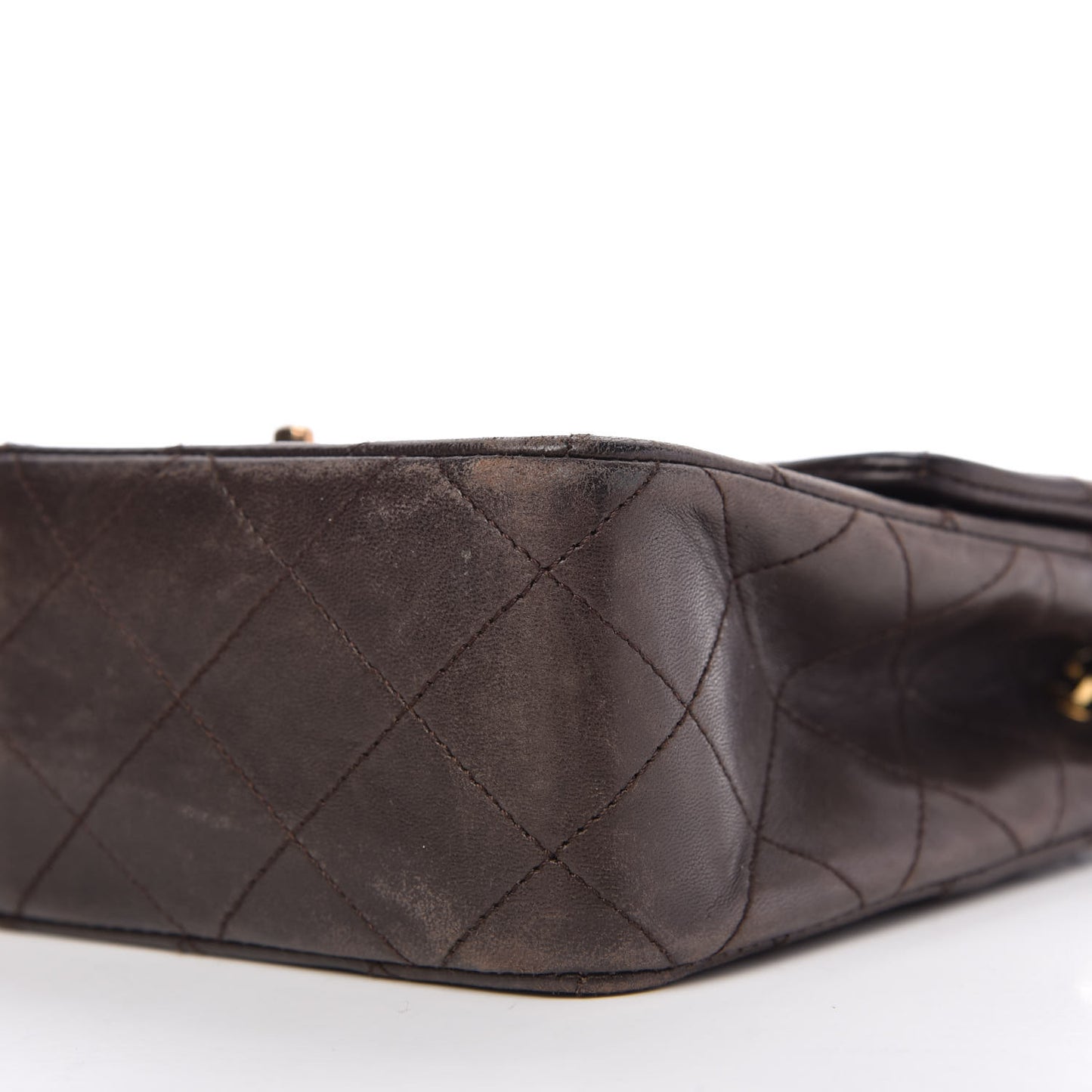 Lambskin Quilted Small Single Flap Brown