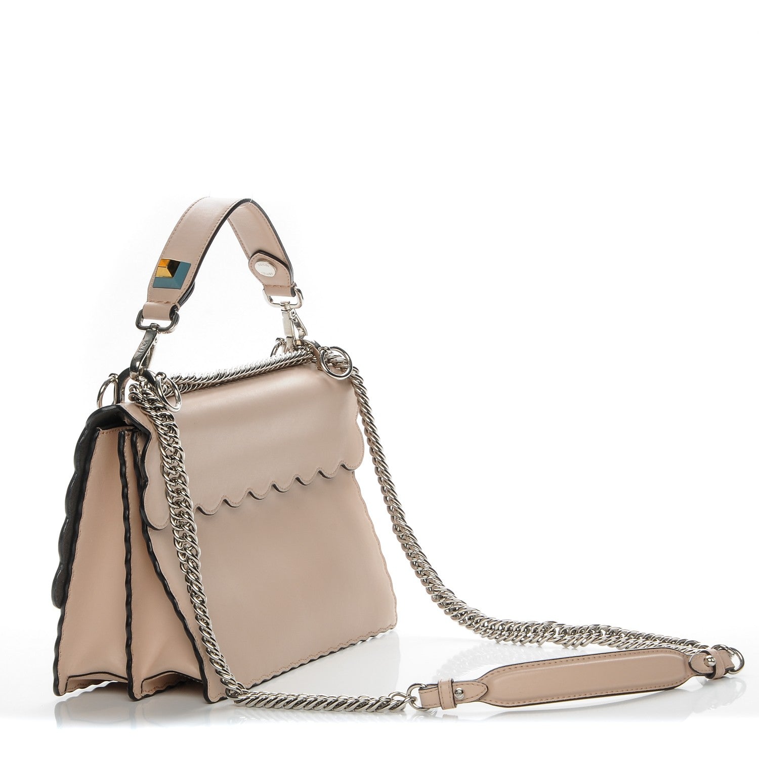 Fendi Vitello Liberty Scalloped Studded Kan I Shoulder Bag Plaster 4 of 7