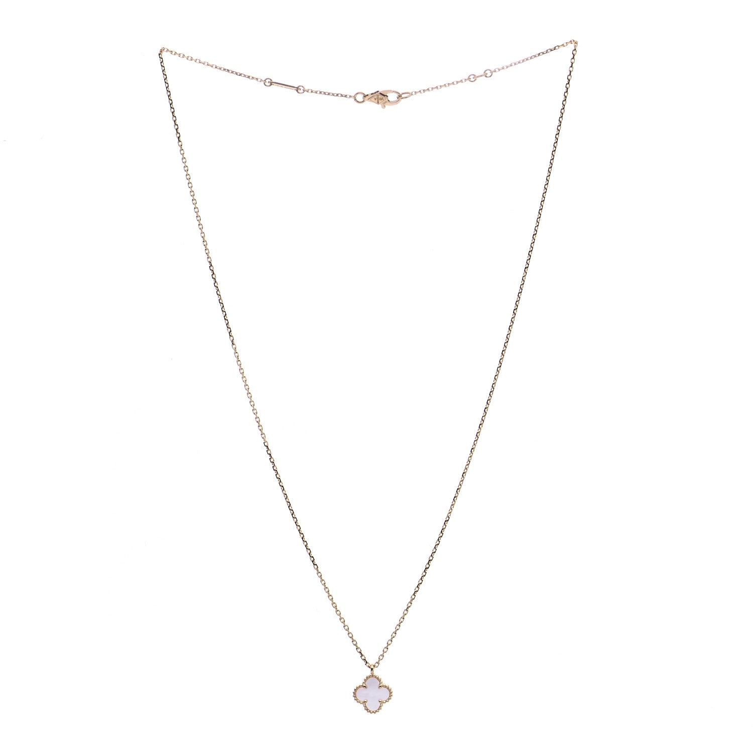 Van Cleef & Arpels 18K Yellow Gold Mother of Pearl Sweet Alhambra Pendant Necklace 2 of 7