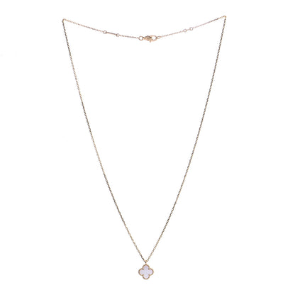Van Cleef & Arpels 18K Yellow Gold Mother of Pearl Sweet Alhambra Pendant Necklace 2 of 7