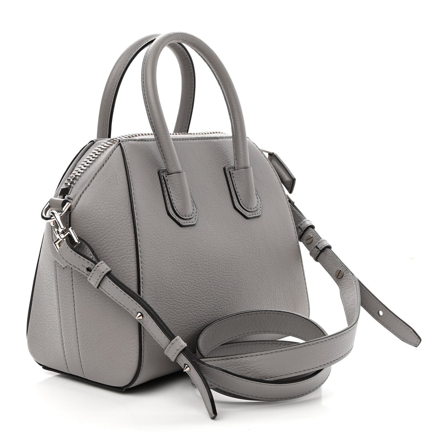 Sugar Goatskin Mini Antigona Pearl Grey