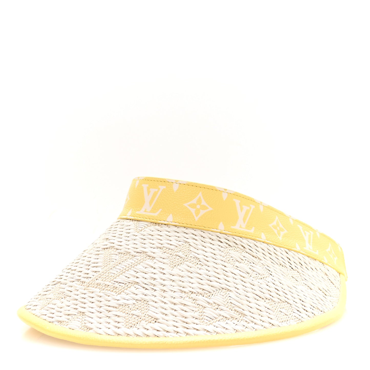 Calfskin Raffia Monogram Strawgram Visor Yellow Natural
