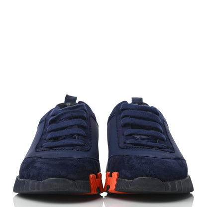 Hermes Technical Jersey Suede Goatskin Bouncing Sneakers 36 Marine 2 of 9