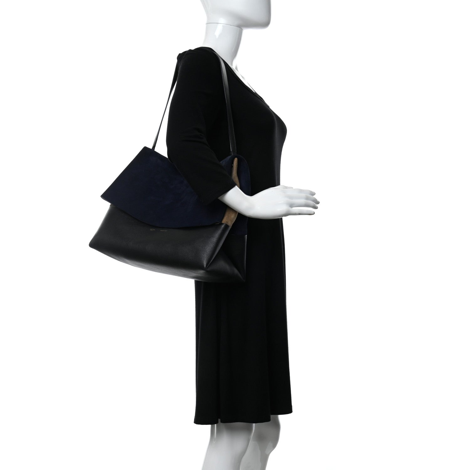 Celine Calfskin Suede All Soft Shoulder Bag Ocean Blue 2 of 16