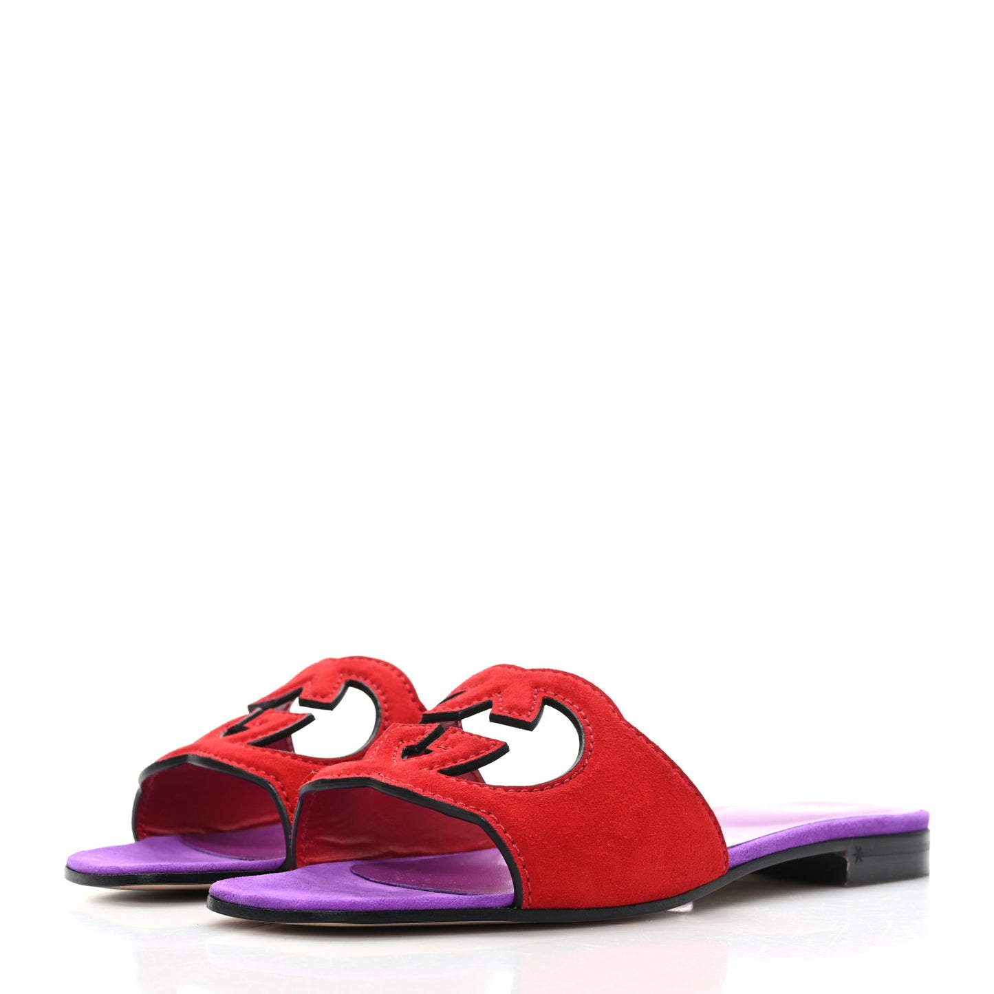 Kid Scamosciato Interlocking G Cut Out Slide Sandals 38.5 Purple Red
