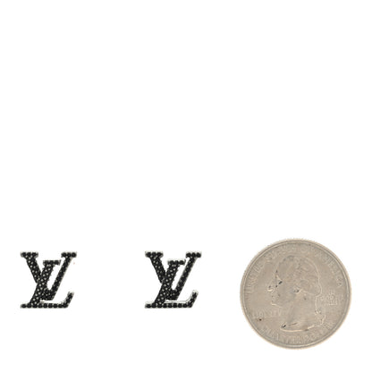 Louis Vuitton Metal Crystal LV Iconic Earrings Black Dore 2 of 4
