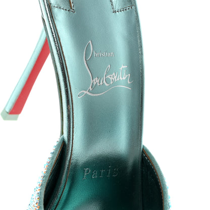 Christian Louboutin Suede Crystal Strass Me Dolly 100 Sandals 39.5 Mint 6 of 7