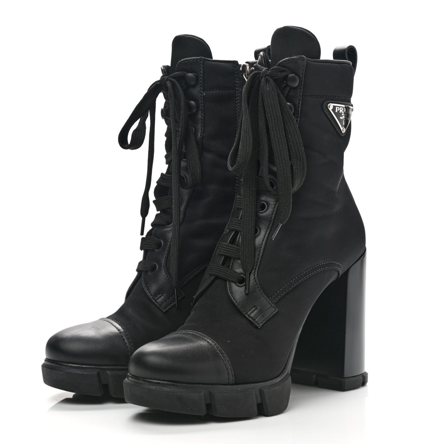 Spazzolato Re-Nylon Metal Triangle Logo 110mm Ankle Boots 37.5 Black